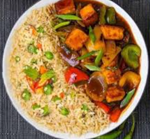 Veg Fried Rice With Chilli Paneer